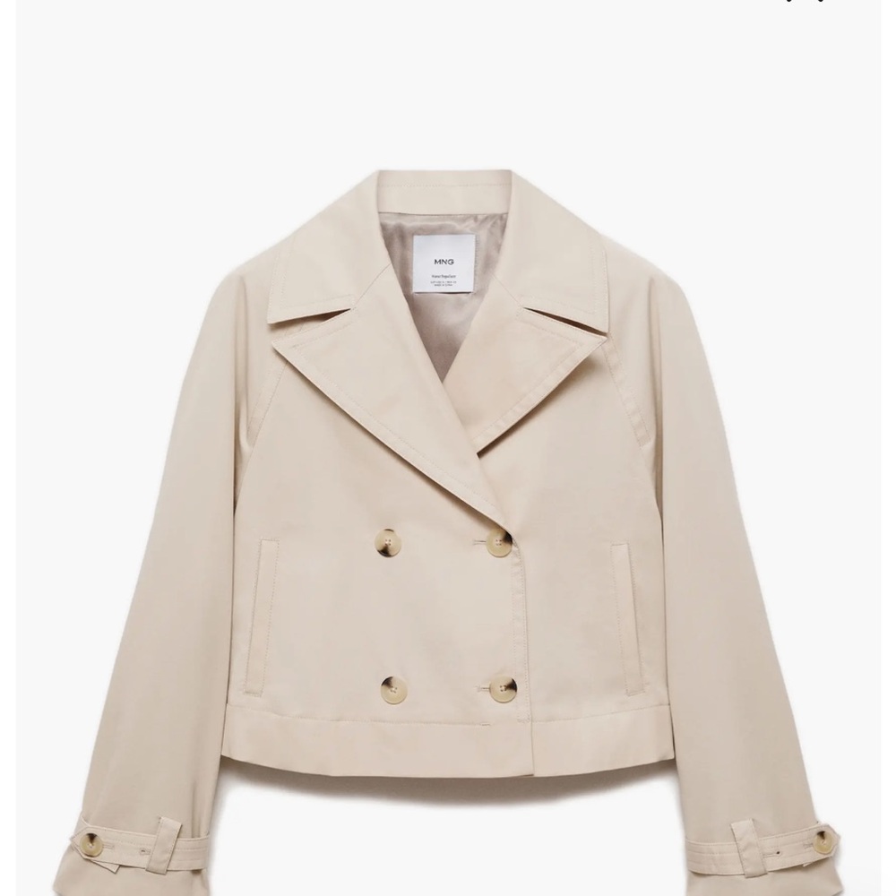 Mango Women's Tan Double-Breasted Trench Coat